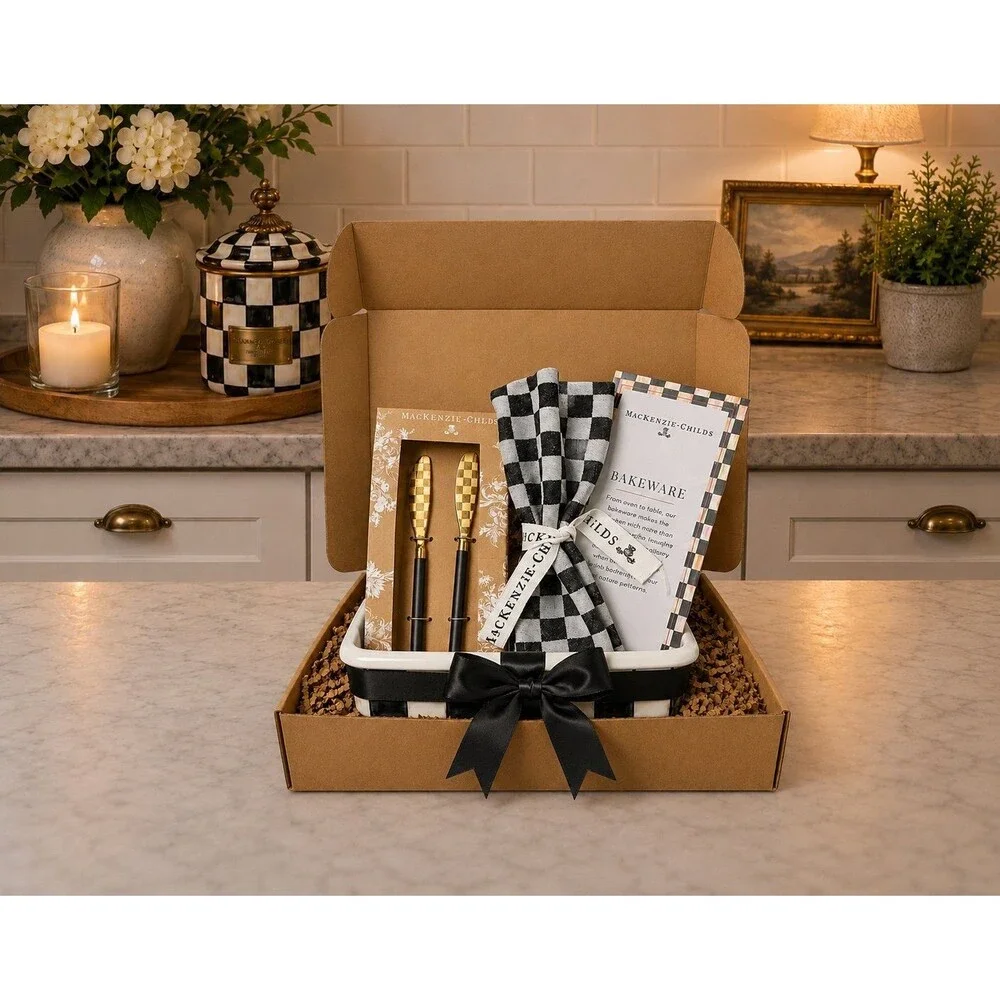 Mackenzie-Childs Courtly Check Black and White Baking 4pc Gift Set
